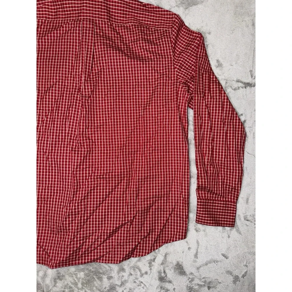 Eddie Bauer‎ Mens Shirt L Red Plaid Wrinkle Resistant Button Down Chest Pocket